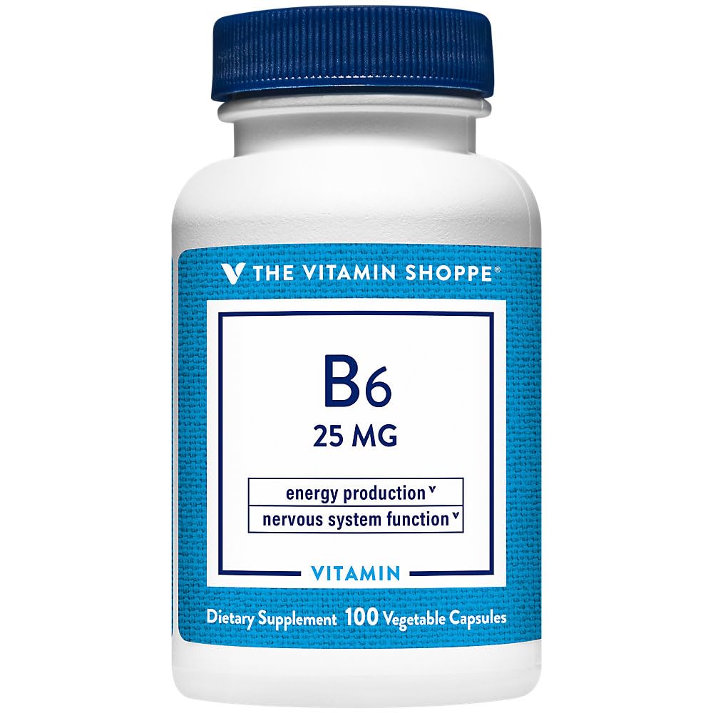 ויטמין B6 תומך באנרגיה לייצר 25 MG (100 קפסולות ירקות)