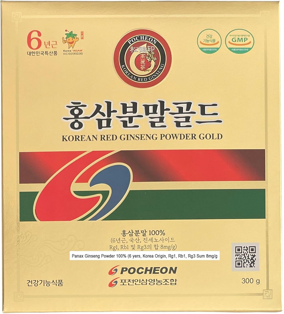 Pocheon 300g קוריאני רד ג'ינסנג אבקה זהב 6 שנים, ללא תוספת של 100% טהור, גבוה ג'ינסנוסייד Panax, תמיכה טבעית