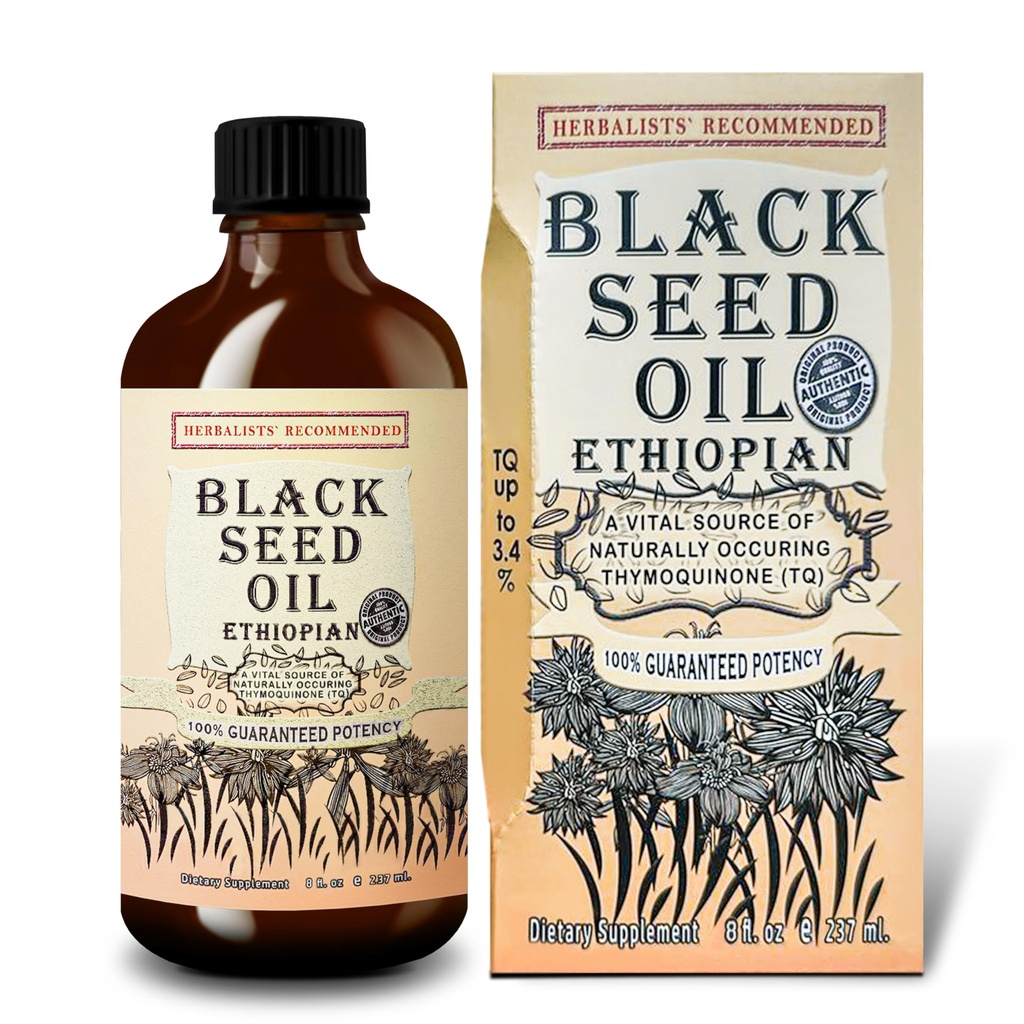 Black Seed Oil 8 oz - Cold Pressed אתיופיה Black Cumin Nigella Sativa, 3X Thymoquinone, 100% נוזל טהור אורגני בבקבוק זכוכית - תמיכה Immune, שיער ובריאות העור
