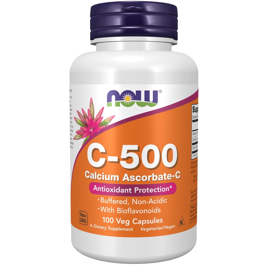 תוספי מזון עכשיו, ויטמין C-500 Calcium Ascorbate, Antioxidant Protection *, 100 ואג קפסולות