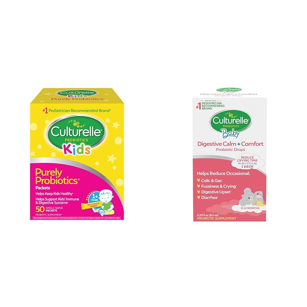 ילדי התרבות פרוביוטיקה לתמיכה של Immune & Digestive, 50 Count & Baby Calm & Comfort Drops 0-12 חודשים, 0.29 אוונס