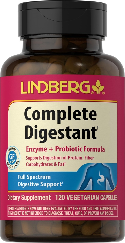 Lindberg Complete Digestant Multi-Enzyme Formula with Pancreatin ו Betain Hydrochloride, 120 קפסולות