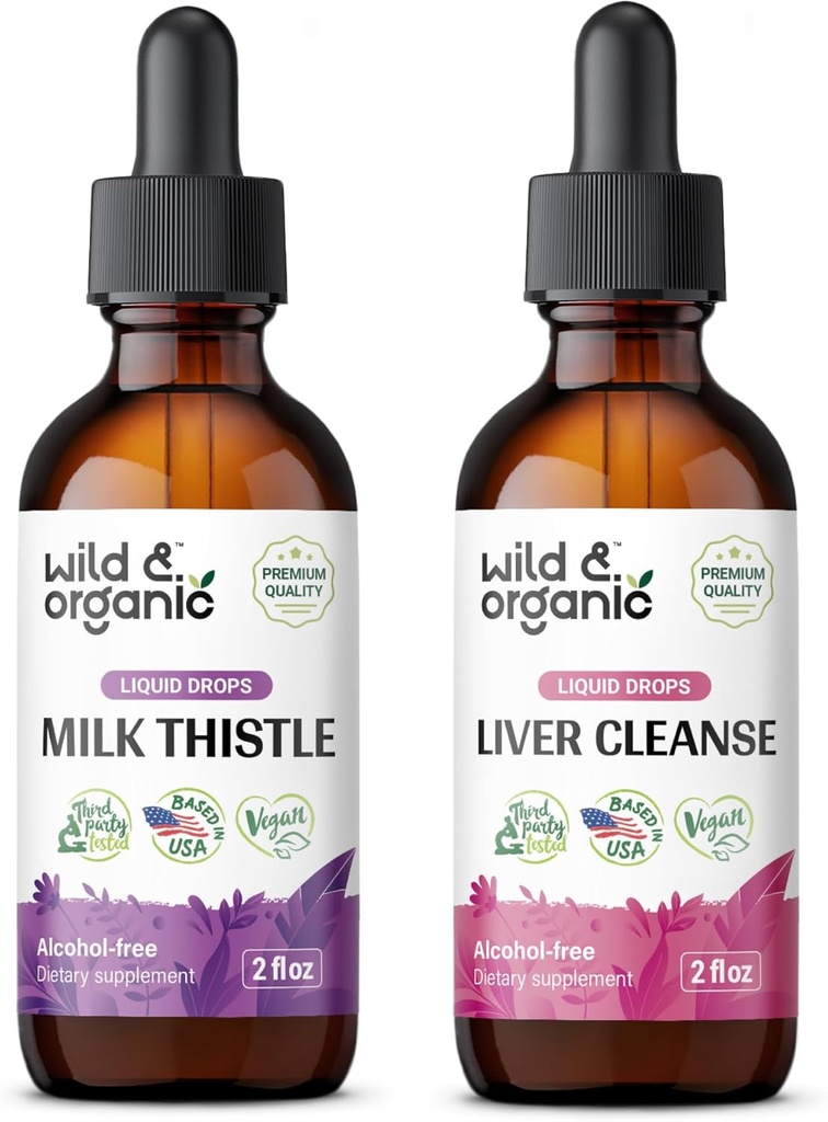 Wild & Organic Milk Thistle Tincture 2 fl oz & Liver ניקוי Tincture 2