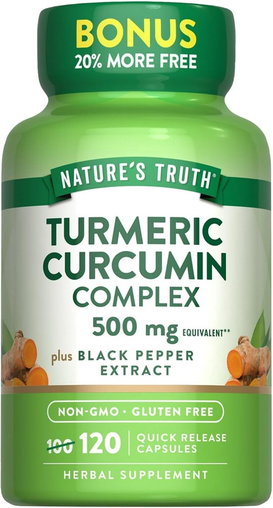 האמת של Nature Turmeric Curcumin מורכב 500 מ"ג פלוס Black Pepper לחלץ, 12 ... - קניית חבילות והצלת (Pack של 2)