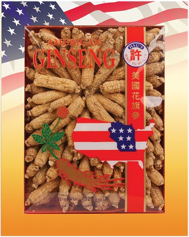 HSU's גינזנג SKU 134-8 | Half Small #1 | Cultivated American גינזנג ממרתון מחוז, ויסקונסין ארה"ב | 8oz Box, 西洋参, B01M23UW57