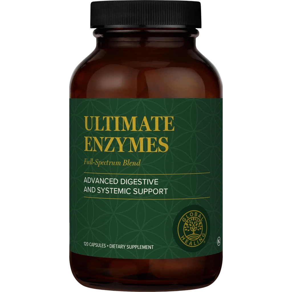Global Healing - Ultimate Enzymes - Systemic & Digestive Enzymes תוסף תזונה בריאה, Immune System Boost & Natural Gut Health, Digestive Enzyme for Women & Men, Lipase
