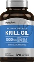 Piping Rock קריל שמן אומגה 3 Softgel קפסולות | 1000mg | 120 Count | EPA DHA תוספת עם Astaxanthin | כוח מקסימלי | Non-GMO, Gluten Free Free