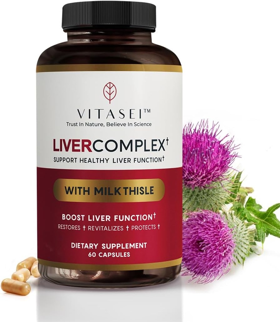 VITASEI Liver Cleanse Detox & Fix, Liver Complex W/Milk Thistle Extract, Garcinia, Curcumin C3, תומך Herbal Dietary תוסף, Detox Formul עבור נשים וגברים, 60 קפסולות