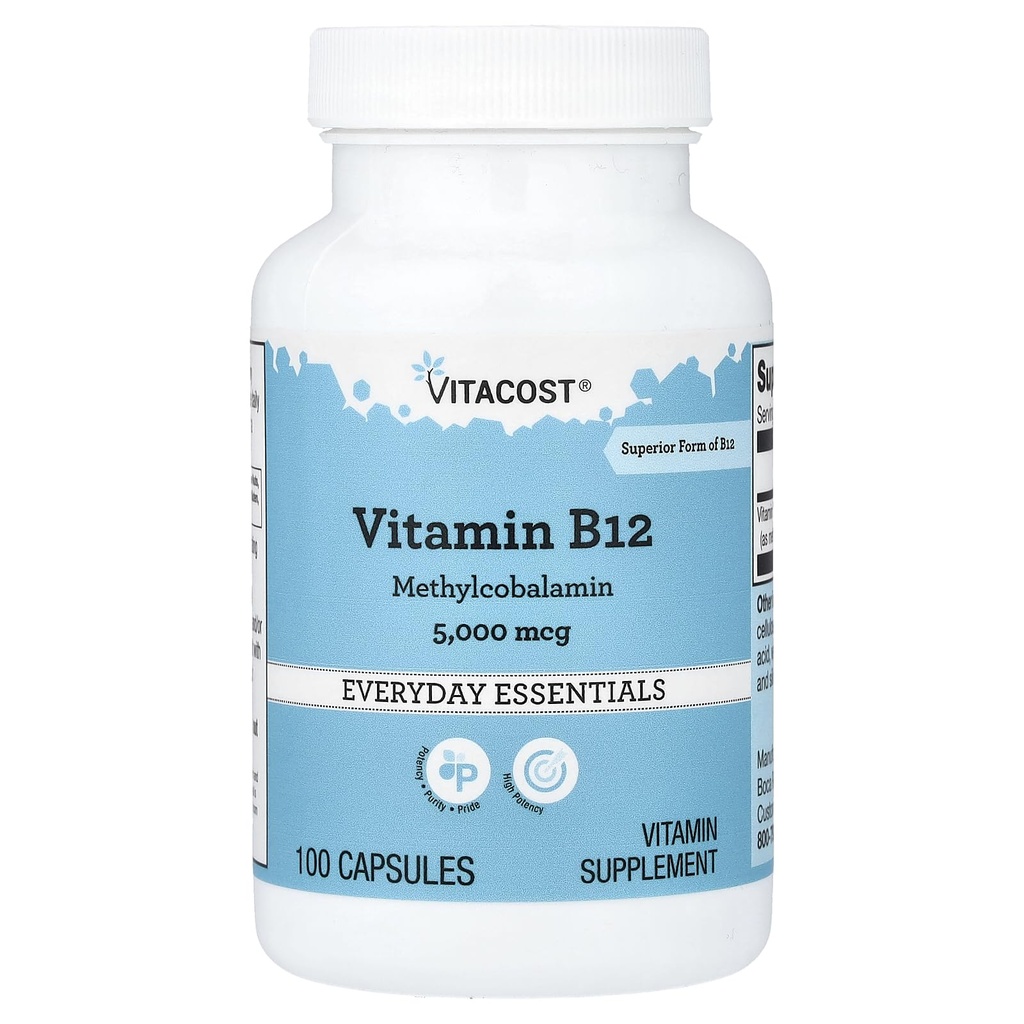 Vitacost ויטמין B-12 Methyylobalamin - 5000 mcg - 100 קפסולות