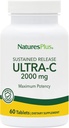NaturesPlus Ultra-C 2000 מ"ג - 60 טבליות - ויטמין C עם Rose Hips - Immune & Antioxidant Support - Vegetarian, Gluten Free - 60 משרתים
