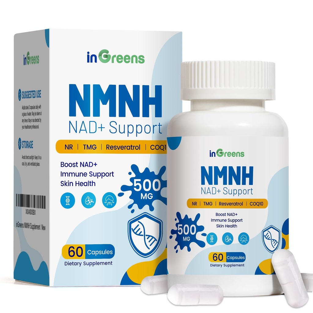 500 מ"ג NMNH, NMN אלטרנטיבה עם NR, TMG, Resveratrol, COQ10, NAD תוסף, אנטי Aging, אנרגיה, Boost NAD+ רמות, 60 קפסולות