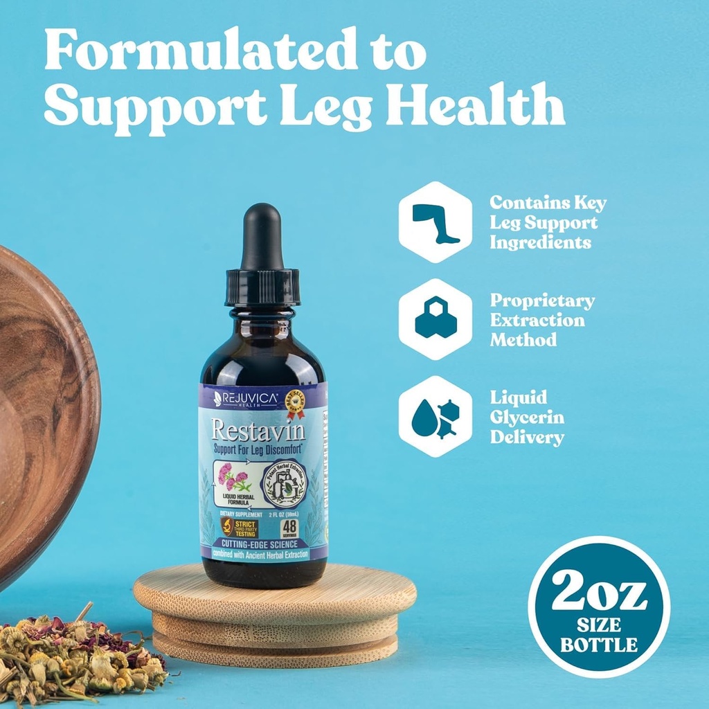 Restavin - Advanced Leg Support - משלוח נוזלי ל- Better Absorption - ויטמין C, ברזל, ולריאן, Turmeric, Magnesium & More!