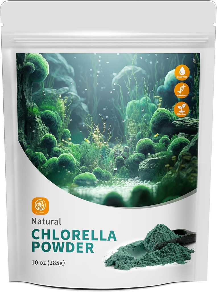 אבקת Chlorella טבעית עם 10 oz - אבקת Chlorophyll, תומכת מערכת החיסון ותפקוד Liver, לשמור על נוער, טבעוני, עשיר בחלבון טבעוני ווויטמינים.