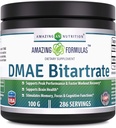 פורמולה מדהימה DMAE Bitartrate אבקת תוסף | 100 גרמים | 286 משרתים | Non-GMO | Gluten-Free | Made in USA
