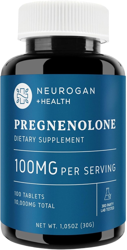 תוסף Neurogan Pregnenolone 100 מ"ג לשרת - 100 טבליות - Natural Prohormone תמיכה הורמון איזון והזדקנות בריאה - Non-GMO-מיוצר בארה"ב