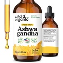 Wild & Organic Ashwagandha Drops - Mood תומך תוסף w / Ashwagandha Root Extracts - טיפות נוזלי עבור Calm Mind - להרגיע תוספי מזון - סוכר ואלכוהול חינם - 4 fl oz