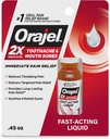 Orajel 2X Medicated Toothache & Mouth Sores נוזל, 0.45 fl oz