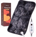 Bearhug Electric Heating Pad 12'x24's Double-Sided Faux Fur Heated Pad, 6 רמות חום, 2H Auto-Off, Moist & Dry Therapy Therapy for Back Pain Relief, Machine Washable, ETL Certified