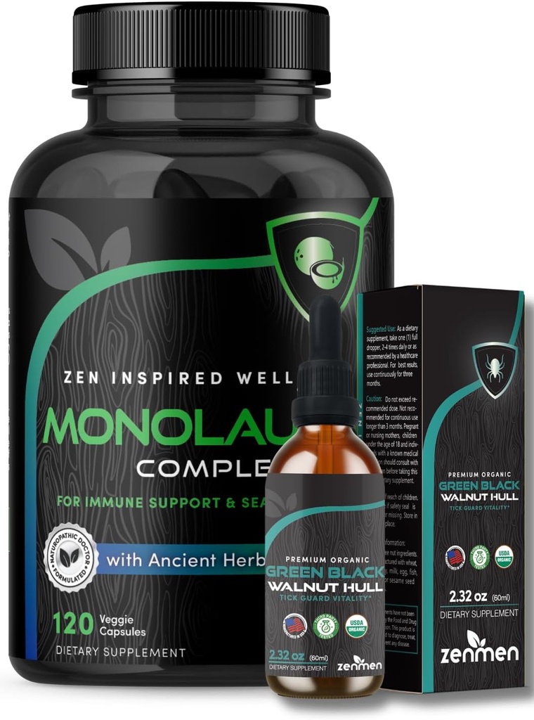 Zenmen Immune Support Bundle: ירוק שחור אגוזי מונוקלור קפסולות