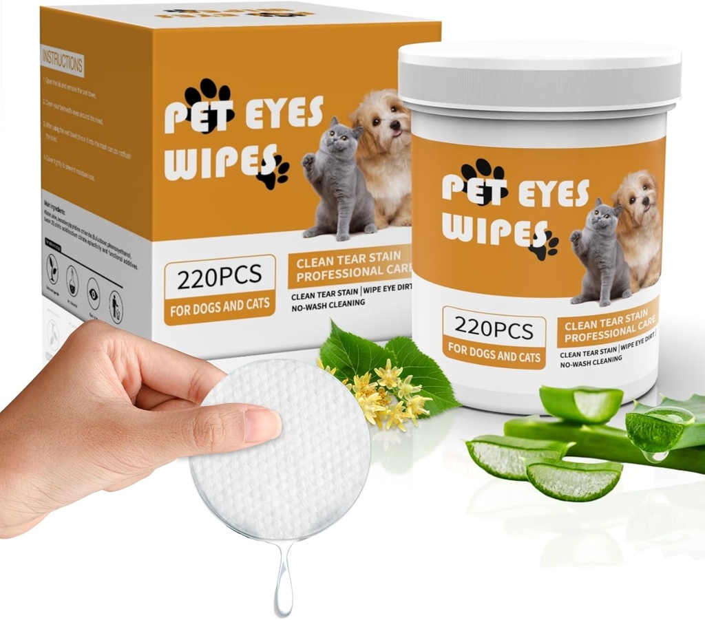 Senlong Eyes Wipes for Dogs - Gently Remove Tear Stain - כלב נקי יותר, Eye Debris, Discharge, Mucus Secretions - גורפי עיניים מדמיעים כתמים - כלב וחתול מגבונים - 220pcs, לבן לבן לבן לבן לבן