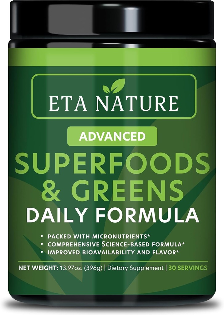 50 Super Greens אבקת - ירוק סופר מזון אבקה עם פירות וירקות תוספי מזון - Supergreens ירוק אבקה עבור אנרגיה, העיכול, Vitality & Immunity - 30 משרתים טבעוניים ולא GMO