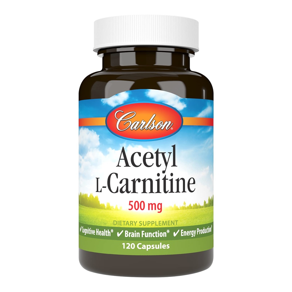 קרלסון - Acetyl L-Carnitine, 500 מ"ג, בריאות קוגניטיבית, תפקוד המוח ואנרגיה ייצור, 120 קפסולות