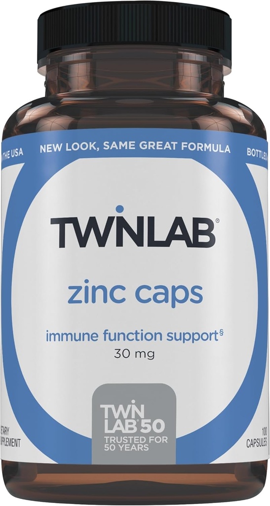Twinlab Zinc Caps - Immune Support, Metabolism, Skin Care, 100 קפסולות