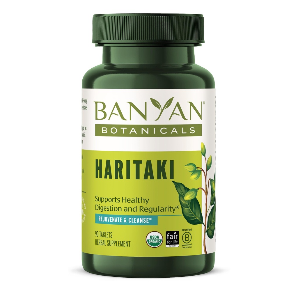 Banyan הבוטנים Haritaki Tablet - טרמינל אורגני מוסמך צ'בולה - תומך Detoxification & Rejuvenation * - 90 טבליות - Non-GMO Sustainly Sourceed Fair for Life Fair Trade