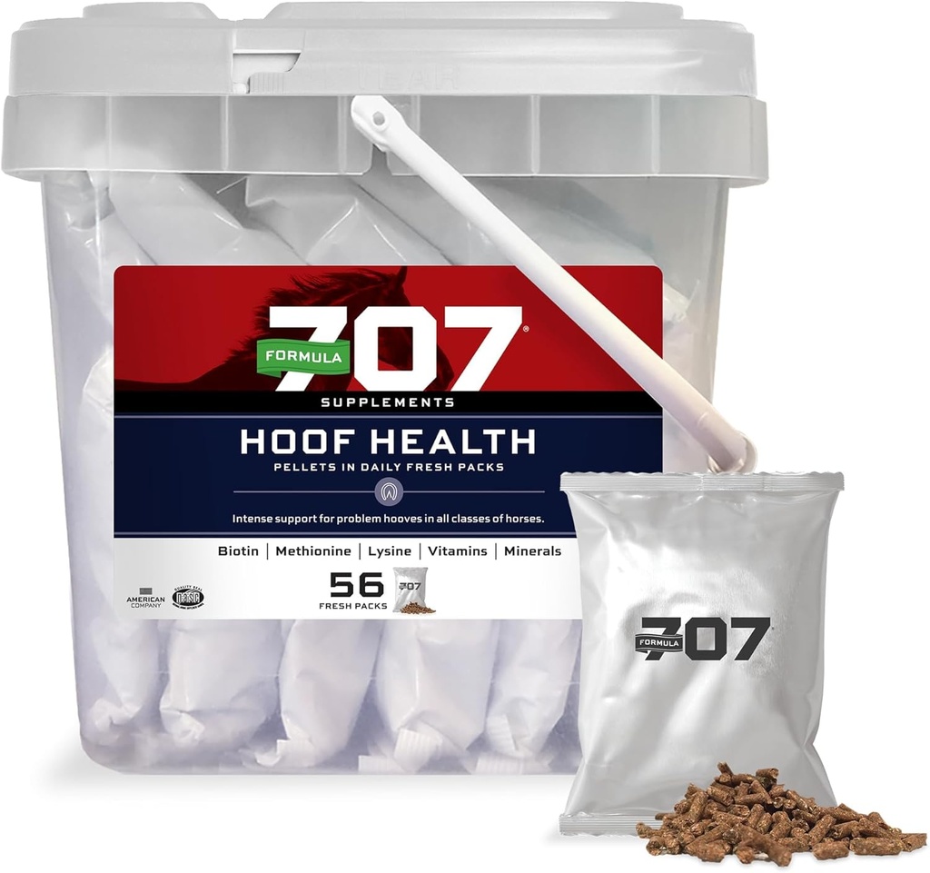 פורמולה 707 Hoof Health Equine תוסף, Daily Fresh Packs, 56 יום אספקה - ביוטין, Amino Acids ומינרלים כדי לשפר ולתמוך בסוס בריא Hooves