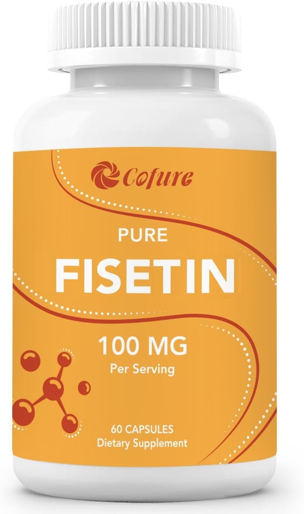 תוספי Fisetin, 100mg של bioactive Flavonoid טבעי, Genuine 98% טהור, תמיכה Aging, non-GMO, Gluten-Free, 60 קפסולות, 60 משרתים