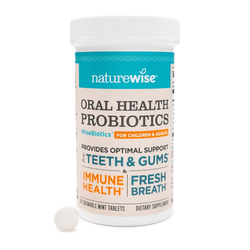 NatureWise Oral Probiotics for Mouth Bad Breath - Chewable Sugar-Free Mint - Lactobacillus reuteri Chewable - אוראלי Probiotics for Kids & Adults - Non-GMO USA Manufactured - 60 הרוזן