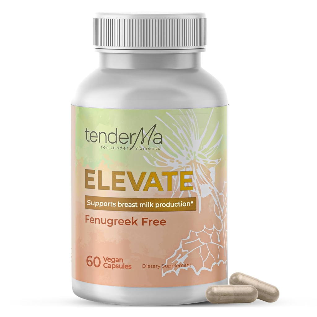 Elevate - Panugreek-Free Lactation תוסף עם רחוב גואה אורגני גואה, Lion's Mane, mor Thistle & Brewer's Yeast - טבעוני, non-GMO Herbal Breastfeeding תמיכה - 60 קפסולות