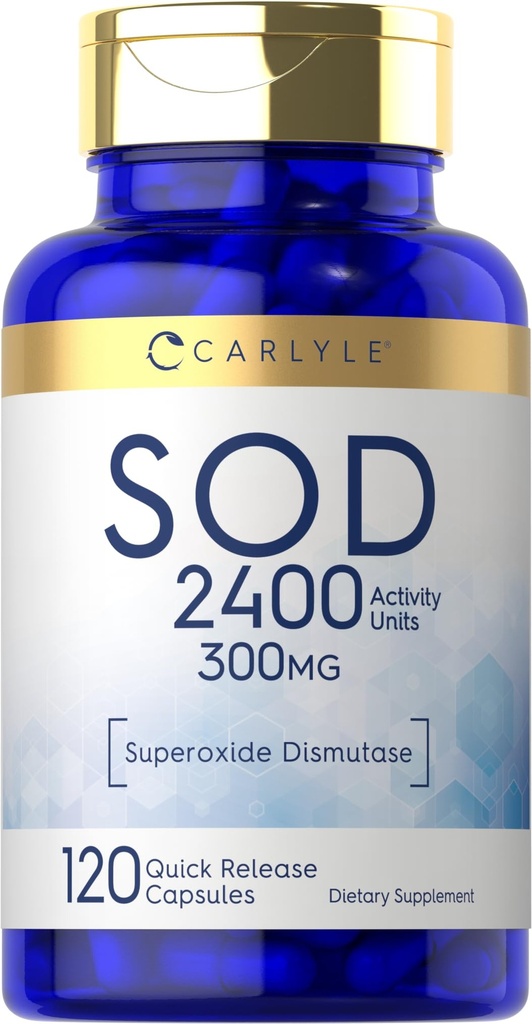 קרליל S.O.D. תוספי קפסולות | 300 מ"ג | 120 Count | Superoxide Dismutase | Non-GMO ו- Gluten Free Free