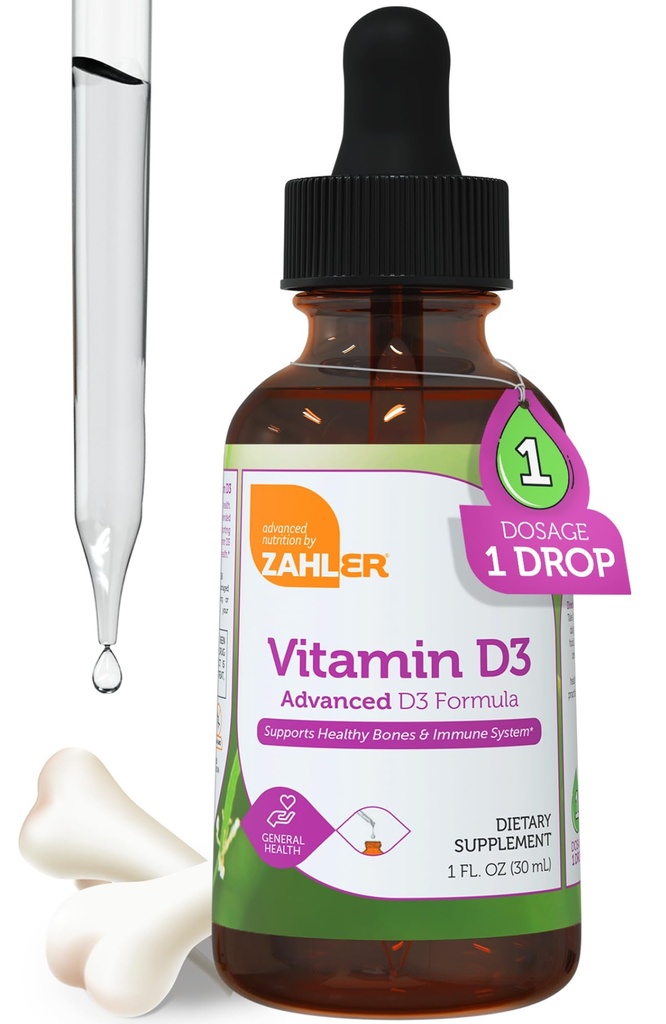 Zahler נוזל ויטמין D3 5000 IU - למבוגרים Bone & Immune בריאות - ויטמין D3 תוספי לנשים וגברים (1 oz)