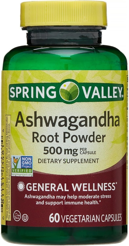 IKJ Ashwagandha Root אבקת כללי בריאות דיאטות צמחוניות תוספי מזון, 500 מ"ג, 60 הרוזן