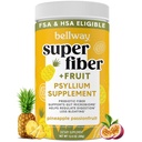 Bellway Super סיבים אבקה + פירות, סוכר חינם אורגני Psyllium Husk אבקת סיבים עבור סדירות, Bloating Relief & Digestive Health, Plant-based, Pineapple Passion פירות (50 משרתים)