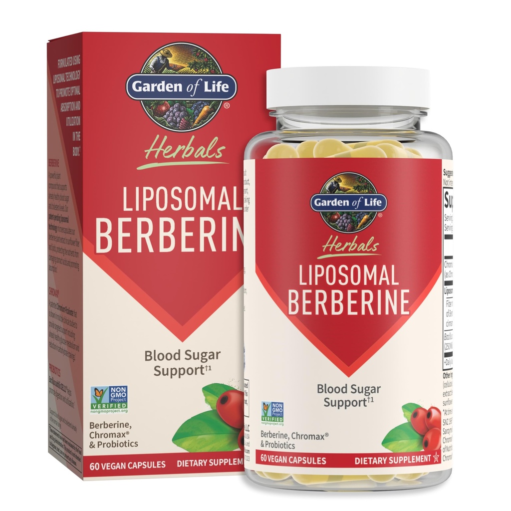 גן החיים Liposomal Berberine ו Chromium Picolinate כבר בריא סוכר בדם, Glucose Metabolism ו Cholesterol - פרוביוטיקה עבור Easy Digestion - Non GMO, Gluten Free, כשר, 30 משרתים