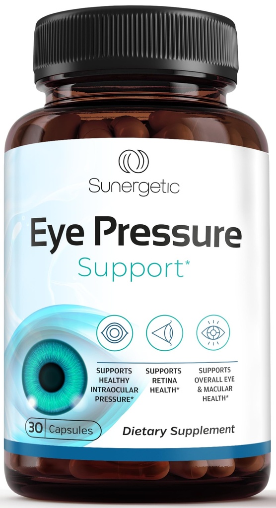 Sunergetic Premium Eye Pressure Support - תוספת ללחץ עין עם Saffron, Lutein, Zeaxanthin, Bilberry & Pine Bark - תמיכה Ocular Health & Total Vision - 30 Count Count