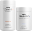 Codeage Daily ADK ויטמין & Probiotic Bundle - ויטמין A Retinyl Palmitate, ויטמין D3 Cholecalciferol, ויטמין K, 50 מיליארד CFU SBO Probiotic, Non-GMO