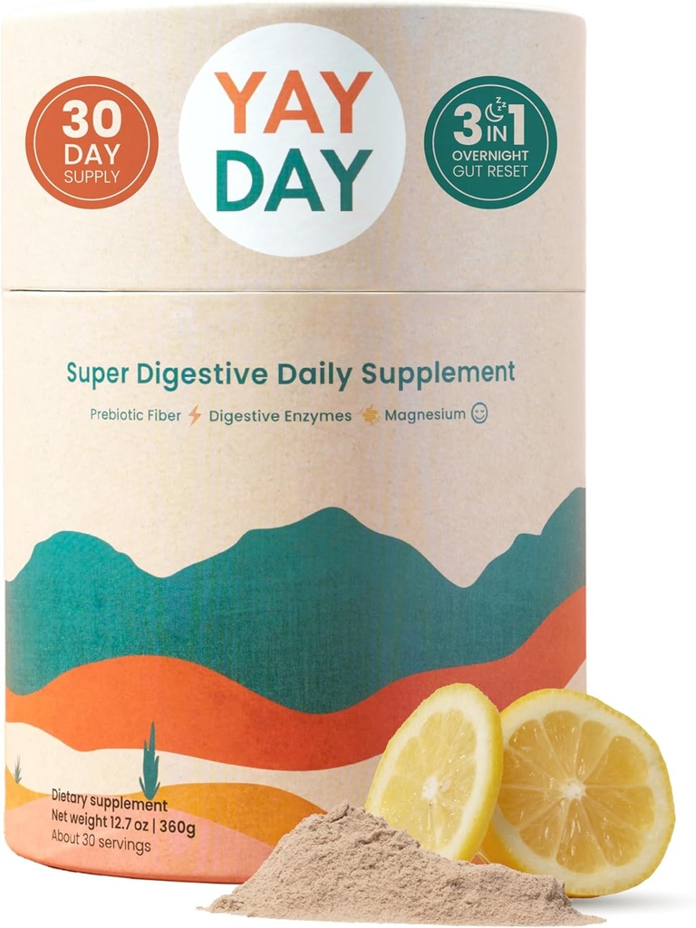 Nighttime Prebiotic אבקת סיבים עם Enzymes & Magnesium Glycinate for Sleep