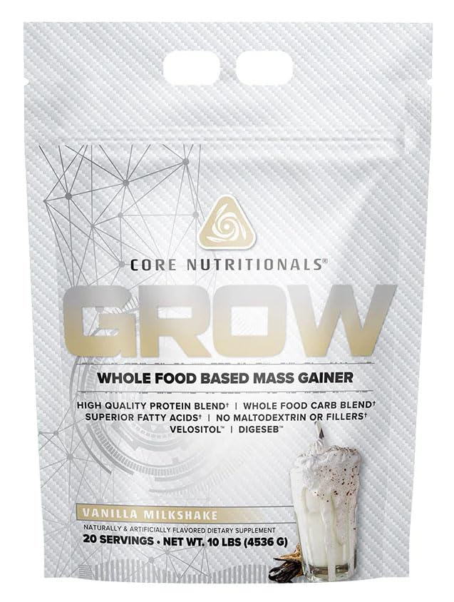 דיאטות הליבה לגדל מרוויחה מסיבית | Whole Food Carb בלגן + חלבונים | Maltodextrin חינם | 880 קלוריות, 50g חלבון | 10 פאונד (Vanilla Milkshake)
