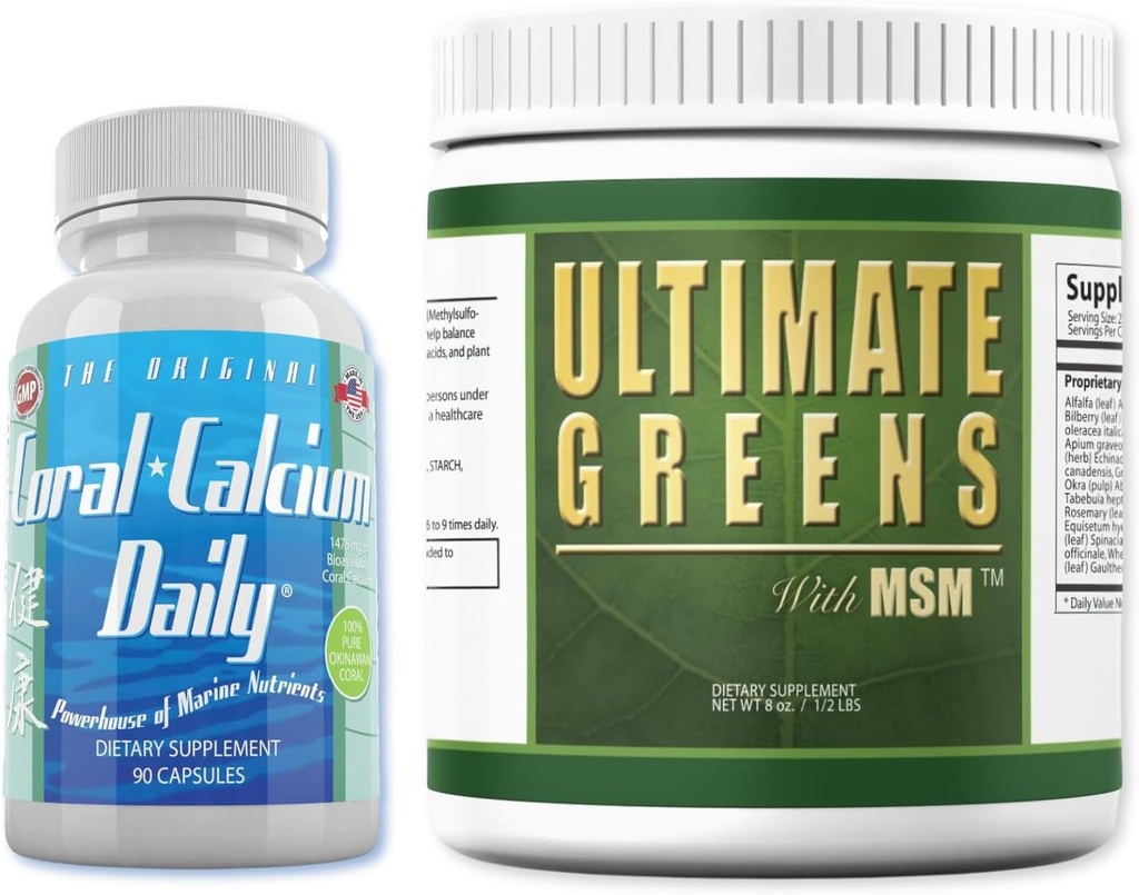בריאות יומית - אלמוג Calcium Daily & Ultimate Daily Greens עם אבקת MSM (1 חודש אספקה)