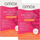 2 Pack Omax Prebiotics & Probiotics Complex for Women, pH Balance, Vaginal Health, Urinary Tract, Yeast, UTI / BV Prevention, Bloating pH 20 מיליארד CFU