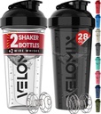 VELOMIX -2 Pack- 28 oz חלבונים Shaker בקבוקי חלבונים למיקסלים חלבונים - 2x Wire Whisk | Leak Proof Shaker Cups forחלבון Shakes