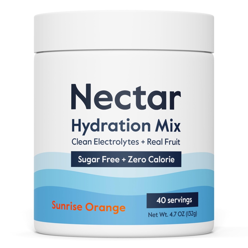 Nectar Sugar חינם אלקטרוליט אבקת - פירות אורגניים No Sugar או Calories - אבקת הידרציה עבור Dehydration הקלה ו Rehydration מהיר - Keto and Paleo (Orange 40 לשרת Tub)
