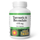 גורמים טבעיים, Turmeric & Bromelain 450 מ"ג, שריר ותמיכה משותפת, 180 קפסולות