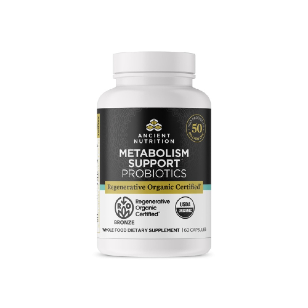 תזונה עתיקה רגנרטיבית אורגני מוסמך Probiotics לתמיכה במטבוליזם, תמיכה בריאה במערכת החיסון, 50 מיליארד CFUs* Per Serve, 60 Count Count Count