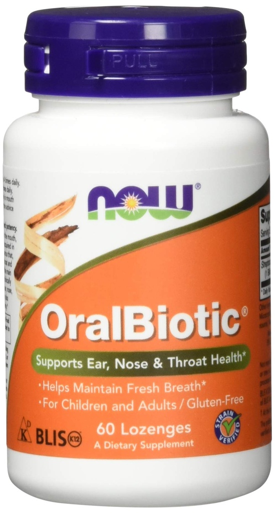 Now Foods OralBiotic, שפותחה עבור מבוגרים וילדים, סטרין מאומת, 60 Lozenges