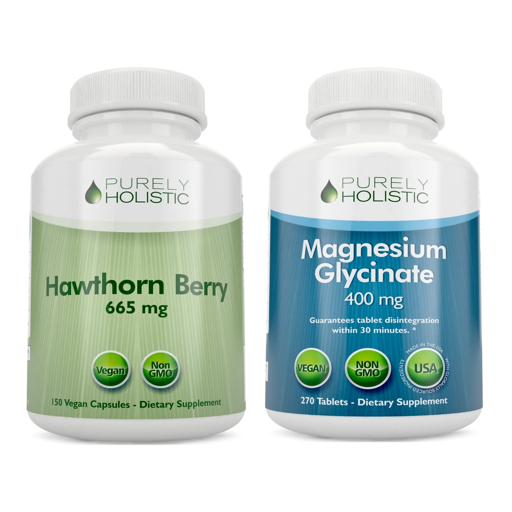 Purely Holistic הותורן ברי 665mg + Magnesium Glycinate 400 מ"ג + 150 קפסולות + 270 טבליות - טבעוני Bundle - מיוצר בארה"ב