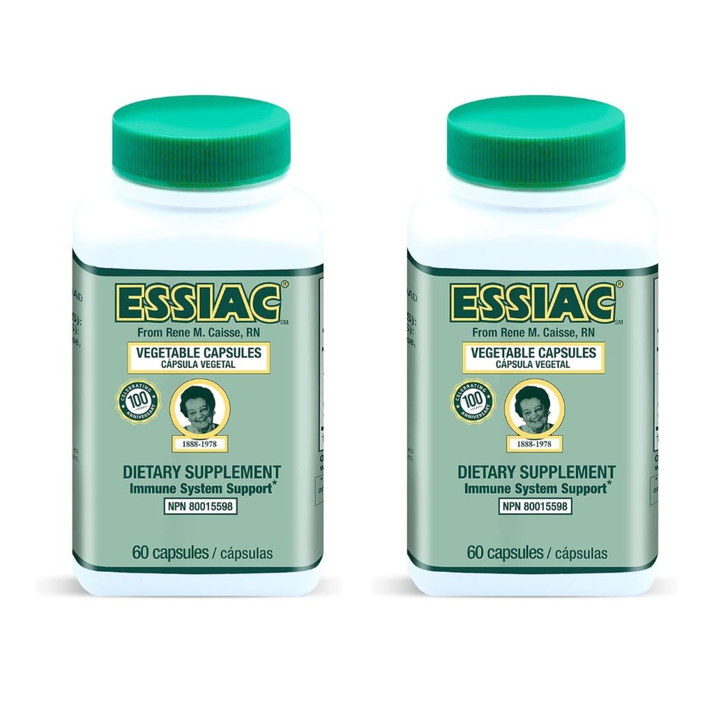 Essiac Tea All-Natural Herbal Extracts - 60 קפסולות | Powerful Antioxidant Band to Helpe Total Health & Well-Being | פורמולה מקורית מאז 1922 (Pack of 2)